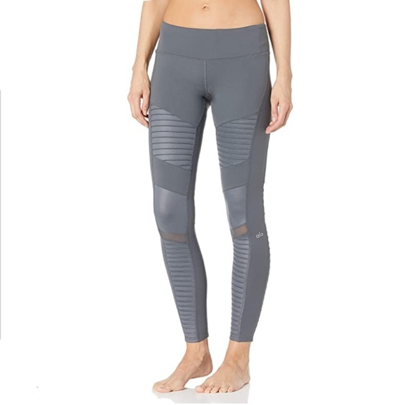 ALO Yoga Pants - Alo Yoga Slate Glossy Motto Leggings
